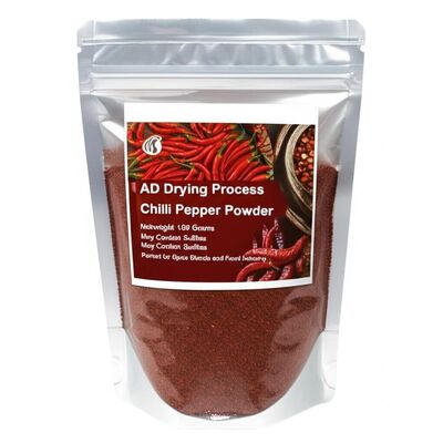 Organic Mild Red Chili Powder with 0-100 SHU Heat Level and 100 Grams Netweight for Chinese Cuisine